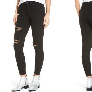 Button front skinnies